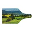 thumbnail image 2 of Landscape Cutting Board, Summer Morning on Bohinj Lake in National Park Slovenia Greenery Nature, Tempered Glass Cutting and Serving Board, Wine Bottle Shape, Green Blue Yellow, by Ambesonne, 2 of 5