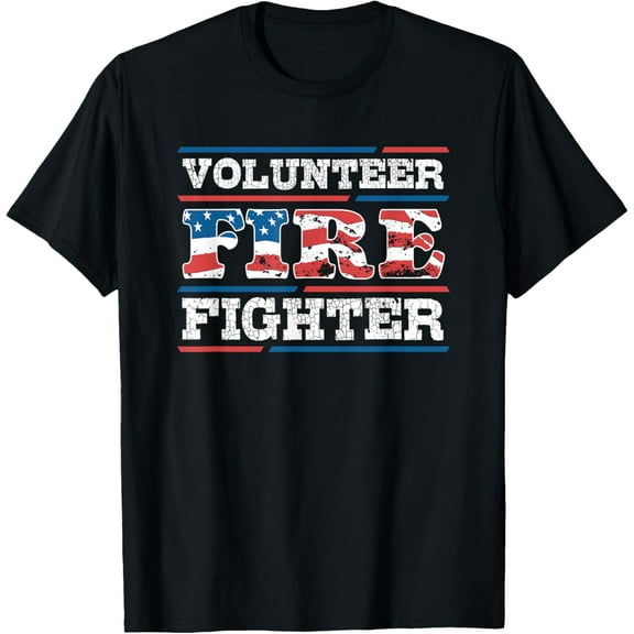 Firefighter Volunteer American Flag Fire Department Fireman T-Shirt men and women can wear, black, white, gifts