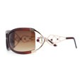 thumbnail image 3 of Classy 90s Wrap Jewel Metal Arm Luxury Designer Sunglasses Brown Gold - Brown, 3 of 4