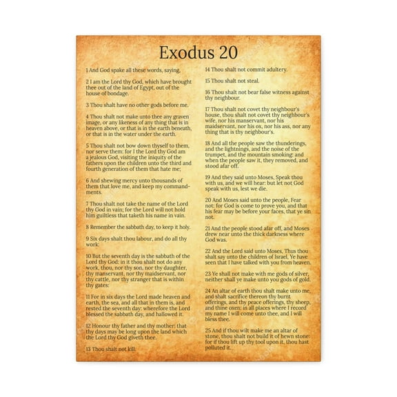 Scripture Walls Giving of the Law Exodus 20 Chapter Gold Christian Wall Art Print Ready to Hang Unframed
