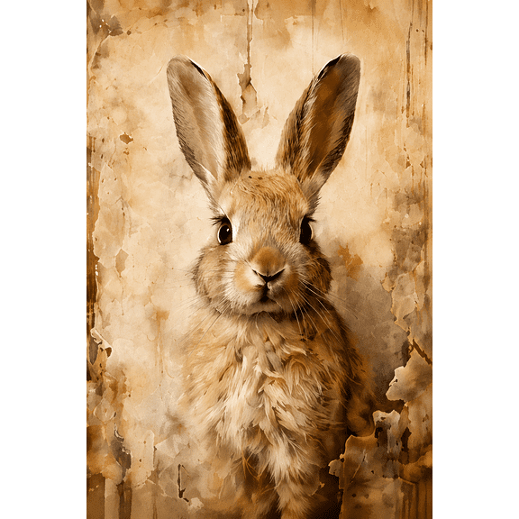 Vintage Bunny Canvas Wall Art, 20x24in Unframed Rustic Farmhouse Rabbit Wall Decor, Retro Animal Canvas Print Artwork for Bathroom Bedroom Kitchen Living Room Nursery Home Wall Decor