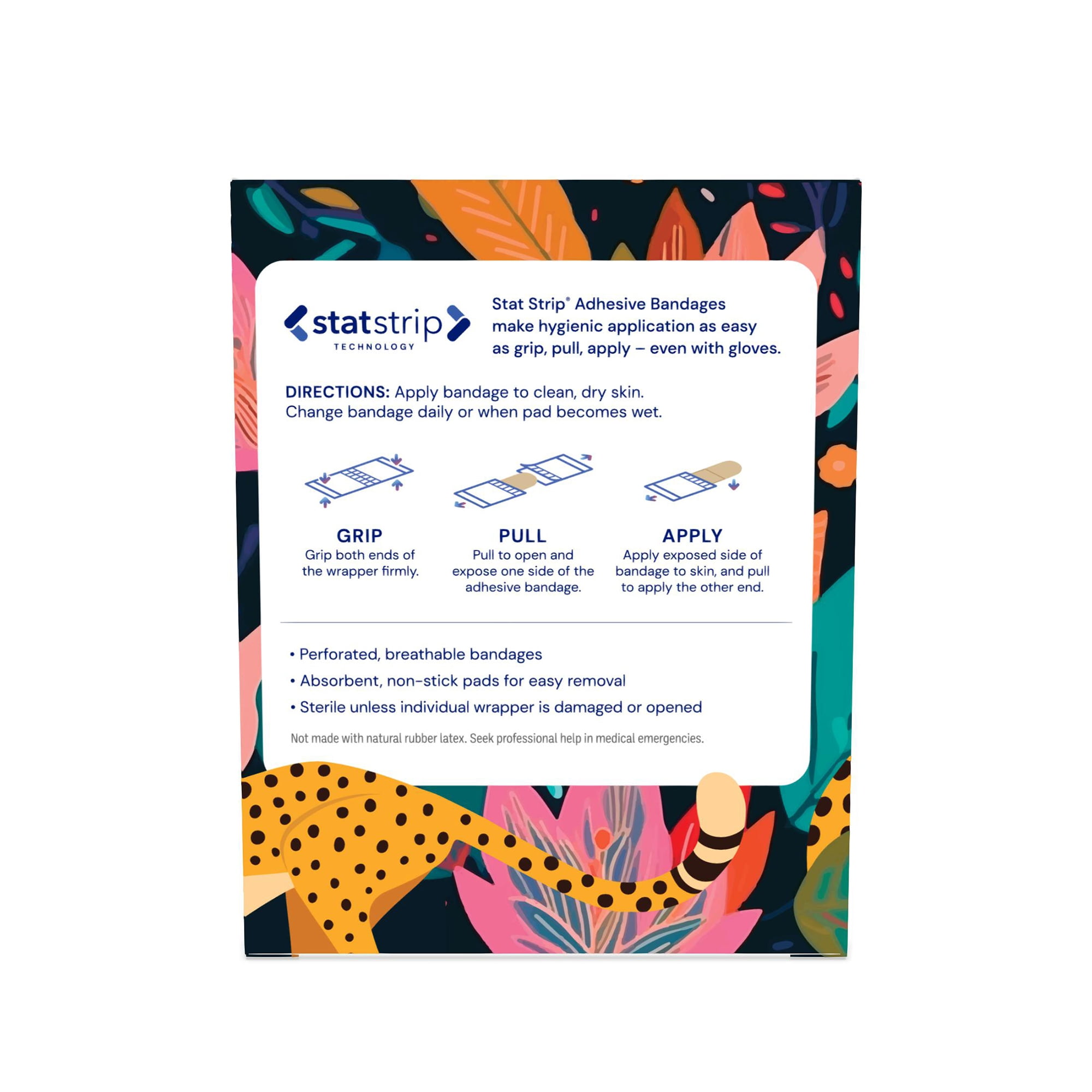 Stat Strip Kid Design (Designer Safari) Plastic Adhesive Bandage Sterile .75 x 3" 1200 per Case
