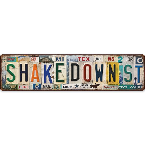 Vintage Metal Wall Decor metal sign, 16x4 Inches, Rustic License Plate Design