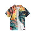 thumbnail image 4 of Abcomgle Hawaiian Shirts for Girls 7-8 Cartoon Palm Tree Sunset Print Funny Hawaiian Shirt Button Down Short Sleeve Holiday Hawaiian Clothes for Boys,Earthy Yellow,12-13Years, 4 of 5