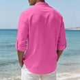 thumbnail image 5 of NominalSnug Mens Cotton Linen Shirts Collarless Long Sleeve Tops Button Down Casual Pullover Soft Breathable Basic Tees Fall Outfits, 5 of 8