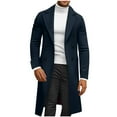 thumbnail image 2 of Juebong Men's Slim Fit Trench Coat Notched Collar Wool Blend Long Overcoat Double Breasted Winter Jacket with Pockets 2025 Navy,XL, 2 of 6