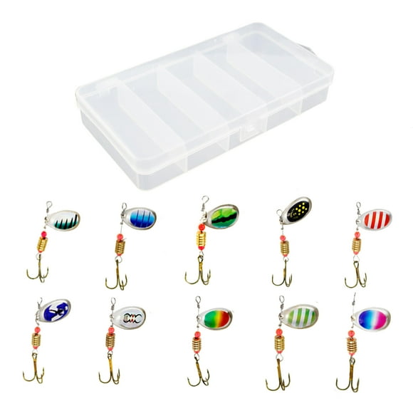 10pcs Spinner Bait Fishing Lure Rotational Spoon Lures Metal Bass Trout Lure Set Spoon