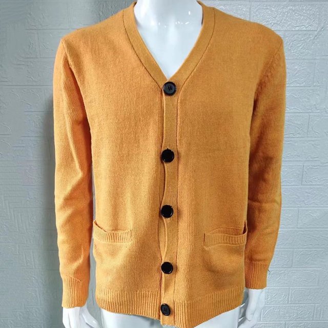 Suéter de hombre de otoño e invierno con cuello en V y manga larga ajustado