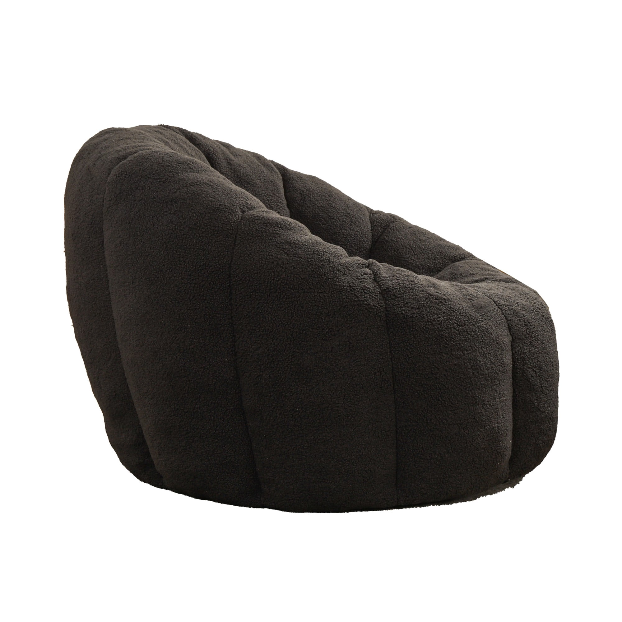 Bean Bag Chair for Adults, Faux Fur Memory Foam Bean Bag Sofa with Armrests, Fluffy Lazy Chair for Living Room Bedroom, Dark Gray