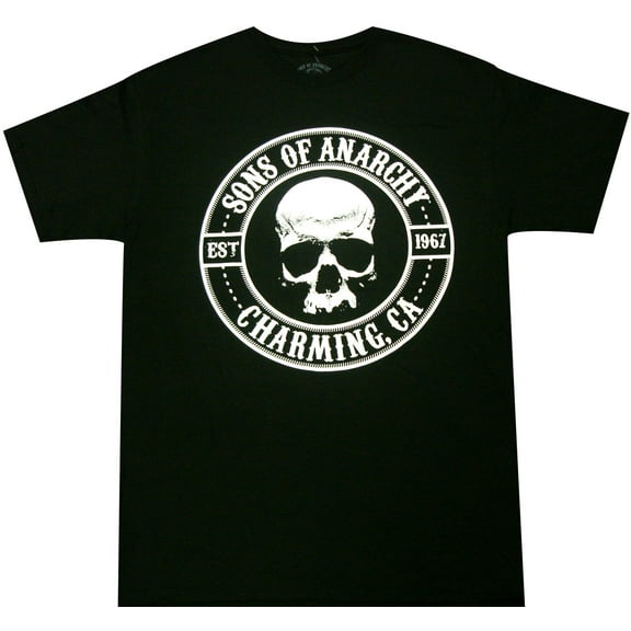 Official Sons of Anarchy Motorcycle Club Logo Skull Charming CA Adult T-Shirt