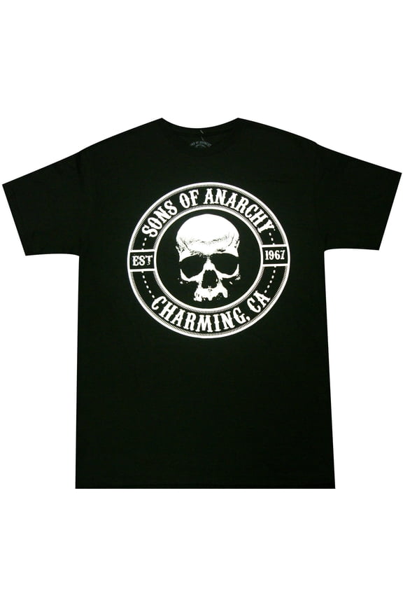 Official Sons of Anarchy Motorcycle Club Logo Skull Charming CA Adult T-Shirt