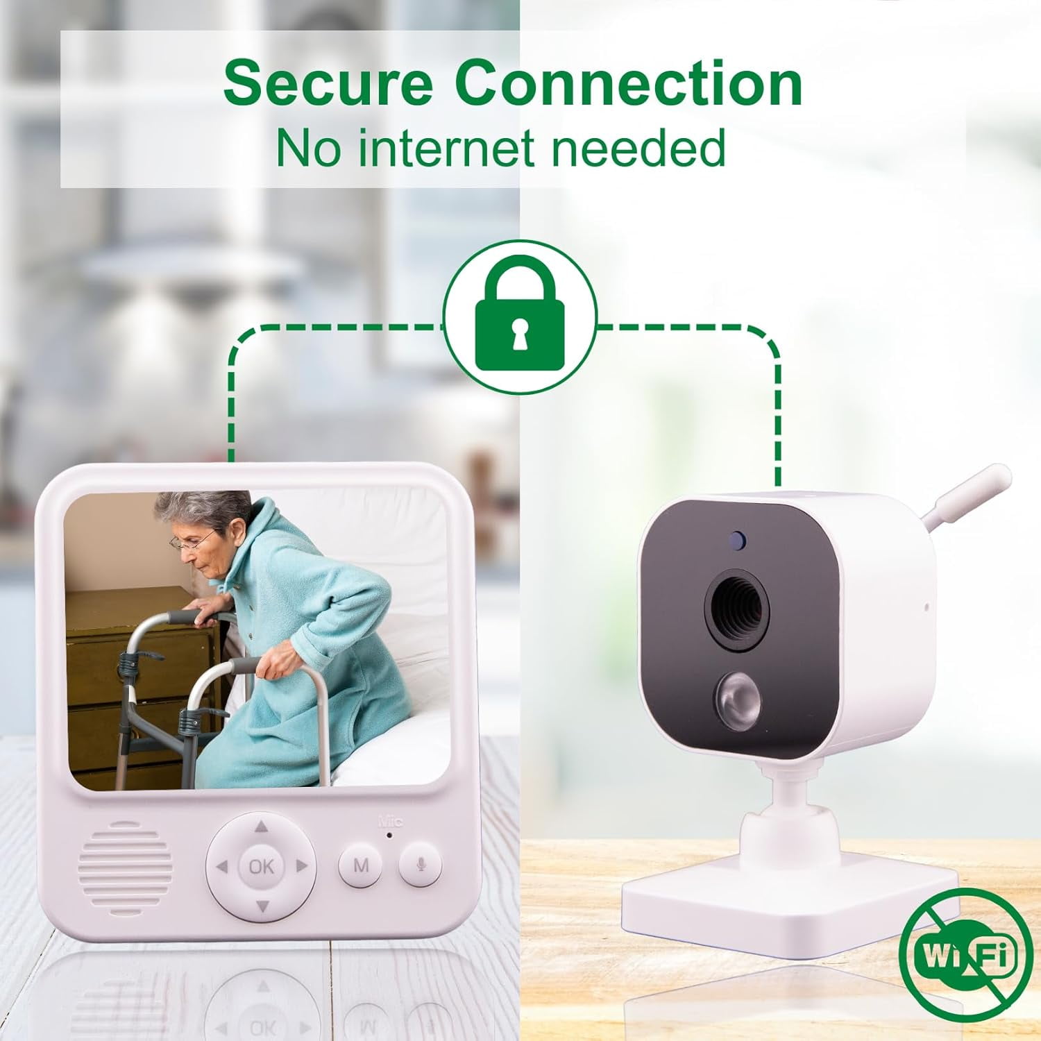 Baby Camera Monitor, Monitor with Camera and Audio, 720P HD Video Baby Monitor Camera, Room Monitors for Elderly Monitor, Caregiver Video Monitor for Elderly Baby Care