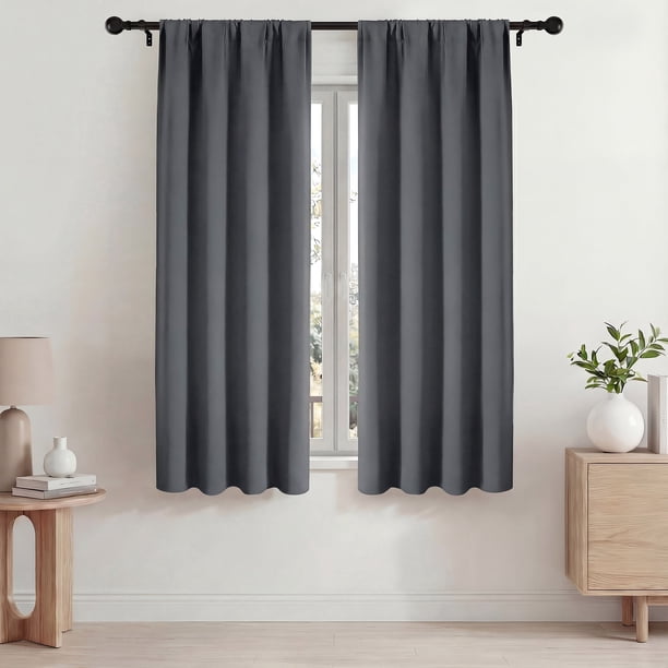 Blackout Cortinas, Cortinas Blackout Térmicas Aislantes 42x63 Pulgadas, Cortinas con Bolsillo para Barra Que Oscurecen la Habitación para Sala de Estar y Recámara, Juego de Paneles de Tratamiento de
