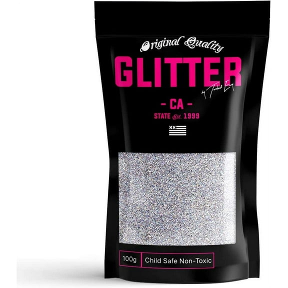 Silver Premium Glitter Multi Purpose Dust Powder 100g / 3.5oz for use with Arts & Crafts Wine Glass Decoration Weddings Cards Flowers Cosmetic Face Eye Body