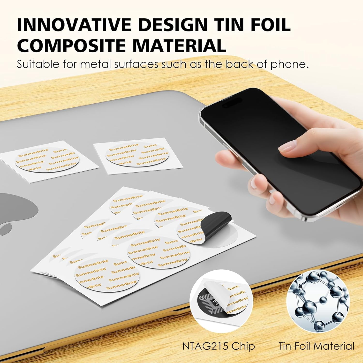 50Pcs NTAG215 NFC Tags Stickers, Anti-Metal Blank NFC Cards for TagMo, 504 Bytes Memory, Rewritable & Programmable RFID NFC Stickers with Adhesive Back Compatible with NFC Enabled Devices