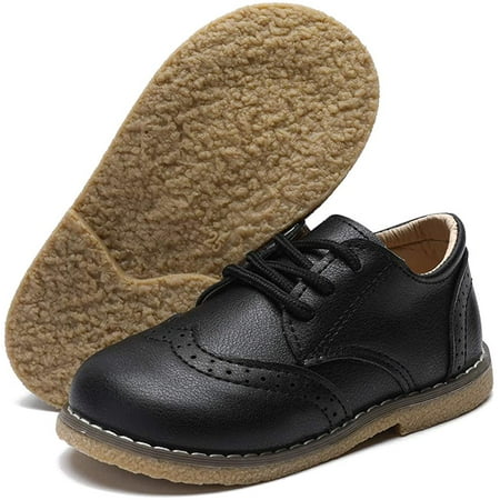 

Toddler Boys Girls Oxford Shoes Lace-Up PU Leather School Uniform First Walker Outdoor Dress Flat Loafer Shoes(Toddler/Little Kid)