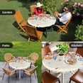 thumbnail image 4 of Orange Blue Leaves Fall Round Tablecloth for 45-54 Inch Tables,Fitted Table Cover with Elastic Edge,Thanksgiving Small Pumpkins Weeping Waterproof Outdoor Table Cloth Protector for Patio Dinner, 4 of 9