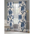 thumbnail image 4 of Navy Blue Floral Sheer Curtains 84 Inch Length 2 Panels Set, Rustic Spring Flower Blossom Voile Window Treatment Rod Pocket Curtains Sheers Drapes for Bedroom/Living Room/Kitchen 52"x84"x2, 4 of 7