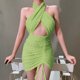 thumbnail image 1 of Mini vestido sin espalda para mujer Club de fiesta con espalda abierta Halter sin mangas Ahueca h Romacci Vestido de mujer, 1 of 7