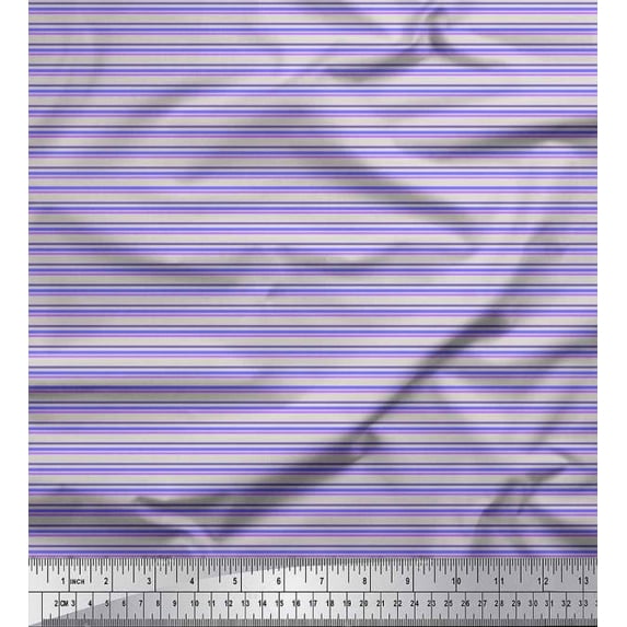 Soimoi Poly Georgette Fabric Horizontal Stripe Print Sewing Fabric Yard 42 Inch Wide