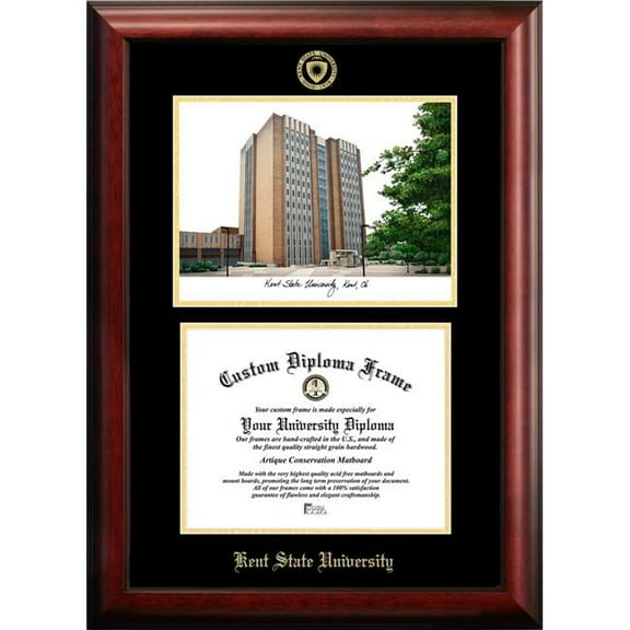 Campus Images OH989LGED-1185 11 x 8.5 in. Kent State University Gold Embossed Diploma Frame with Lithograph - Satin Mahogany