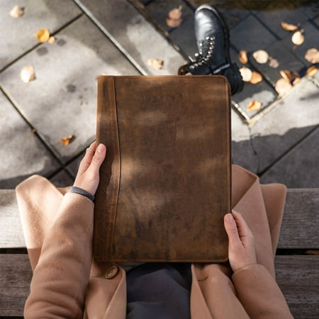 KomalC Leather Portfolio Folder Personal Organizer Full Grain Leather Luxury Padfolio Business Notepad