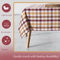 thumbnail image 2 of HEIRLOOM COMFORT Gingham Check Tablecloth 52x70 Inch, 100% Cotton, Reusable Dining Table Cover for Rustic Decor, Parties, Gatherings, Weddings - Burgundy Wine, Brown, Mustard Yellow, Natural, 2 of 7