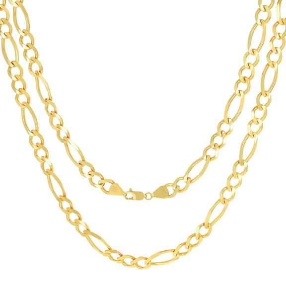 Nuragold 10k Real Yellow Gold Solid Figaro Link 8mm Thick Chain Necklace (18"-30") Italian Jewelry for Men