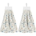 thumbnail image 1 of wonima01 Kitchen Hand Towels with Button Hanging Loops Bathroom Blue Floral Soft Hanging Tie Towels Absorbent Tie Towel Pattern Dish Towel with Hanging Loop Washcloth Indoor Decoration 2 Pack, 1 of 1