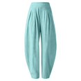 thumbnail image 6 of VV AVEORS Womens Linen Cotton Balloon Pants Baggy Barrel Trousers Wide Leg High Waisted Harem Cropped Ankle Length Boho Palazzo Cyan M, 6 of 7