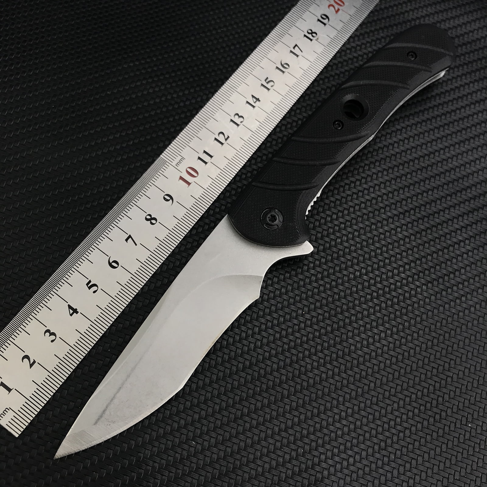 Manual Pocket Knife, EDC Folding Knife, 8Cr13Mov Steel Blade, Black G10 Handle, Suitable for Camping