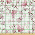 thumbnail image 2 of Ambesonne Floral Fabric by the Yard Upholstery, Modern Romantic Wild Ginkgo, 3 Yards, Pink Dried Rose and White, 2 of 5