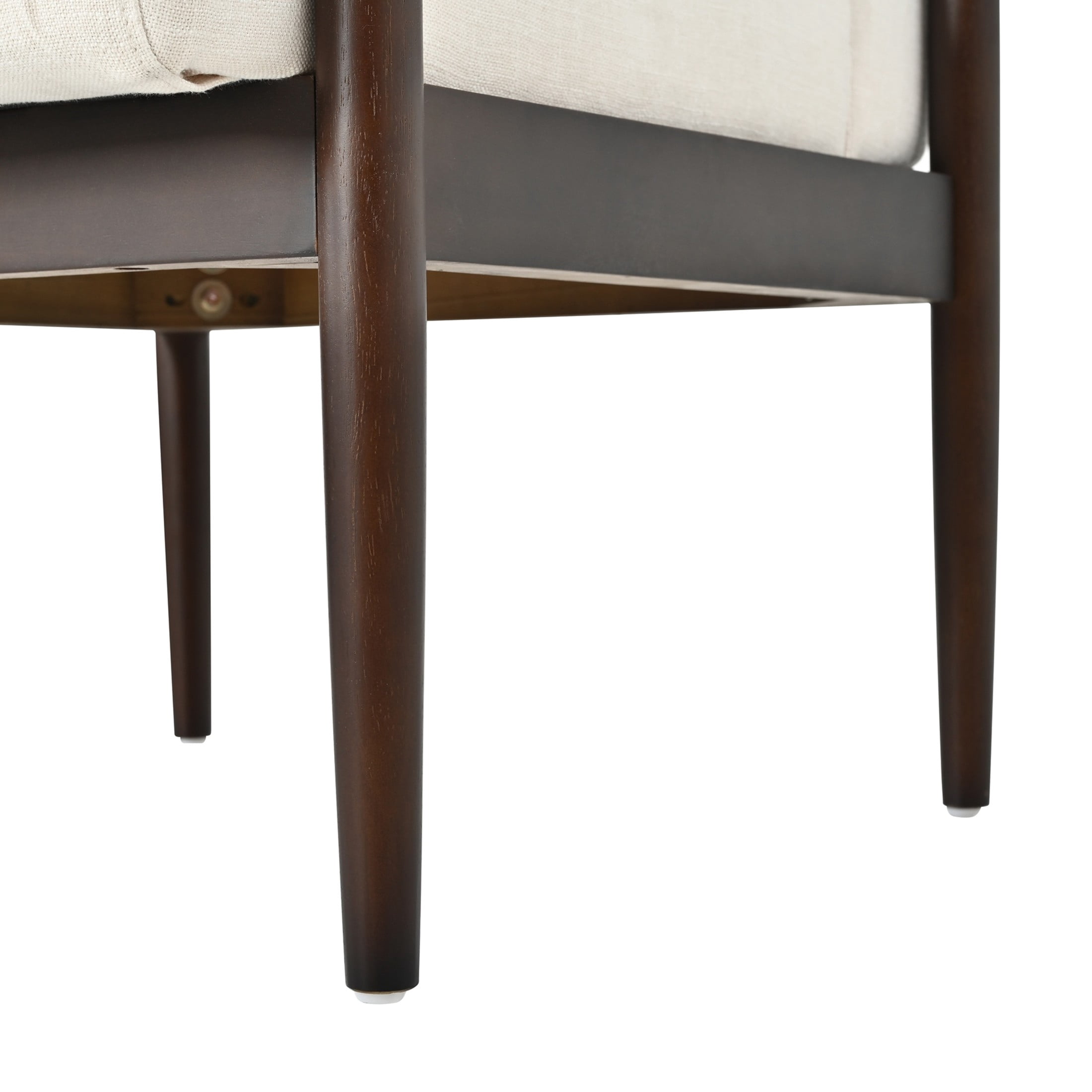 Christopher Knight Home Mid-Century Modern Upholstered Dining Armchairs, Wood Frame, Beige+Walnut, Set of 2