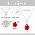 thumbnail image 3 of Linawe Red Crystal Ruby Pendant Silver Chain Necklace for Women Trendy, Imitation Diamond Boho Jewelry Set, Cubic Zirconia Birthstone Teardrop Rhinestone Preppy Necklace, 3 of 6