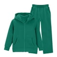 thumbnail image 2 of XIMIN Boys and Girls Preppy Sweatsuit Set, 2 Piece Outfit with Zip Up Hoodie and Joggers, Fall Winter School Athletic Clothing (Blackish Green, 11-12Years), 2 of 6