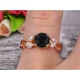 thumbnail image 3 of Surprisingly 1.25 Carat 6mm Round Cut Gemstone Black Diamond Moissanite Engagement Ring On 10k Rose Gold Promise Ring for Bride Art Deco Anniversary Gift, 3 of 5