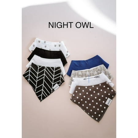 NARZBABY BANDANA BIBS 8 PACK NIGHT OWL SET