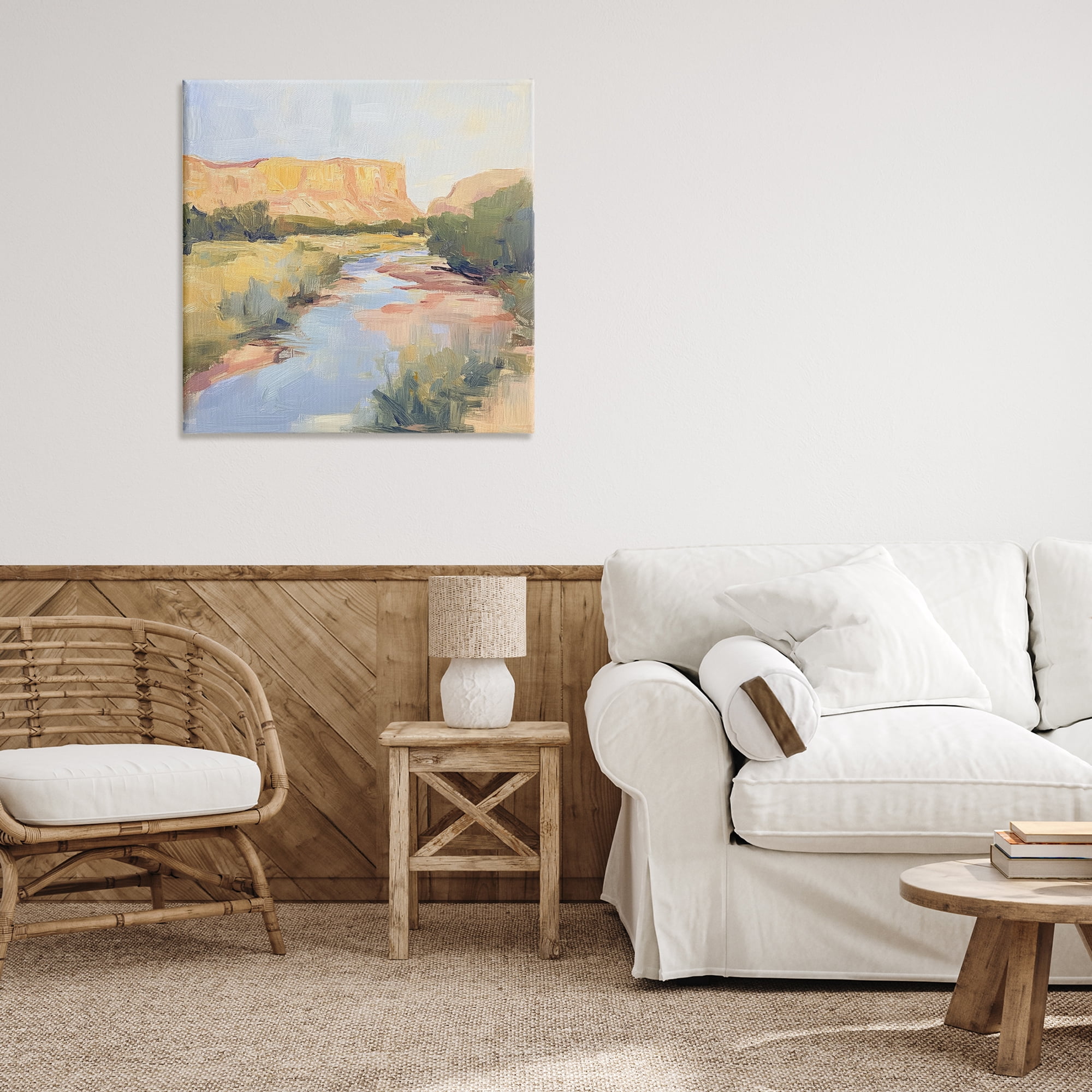 Stupell Industries Painted Plateau River Reflection Canvas Wall Art, design by Petal Prints Design