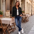 thumbnail image 6 of Women Cropped Corduroy Shacket Button Down Collared Long Sleeve Casual Fall Shirt Jacket with Flap Pockets M, 6 of 6