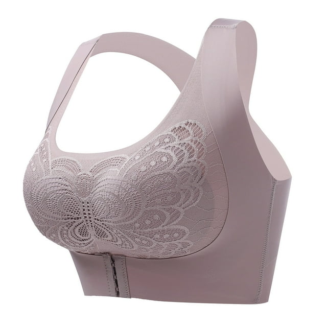 B91xZ Women's Plus Size Unlined Underwire Bra Double Support Wirefree Bra,Gray M