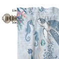 thumbnail image 4 of Sea Turtle Curtain Valances Set Watercolor Seaweed Fish Coral Seahorse Blue Letter Texture Kitchen Curtains 24&nbsp;inch Length Rod Pocket Valance and Tiers 3 Piece Set Small Bedroom Bathroom Laundry, 4 of 9