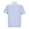 thumbnail image 4 of AHTJRT Men's Casual Short Sleeve Button Down Shirt Stylish Striped Design Comfortable Fit Wear Lightweight Breathable Classic Modern Blouse Light Blue XL, 4 of 5
