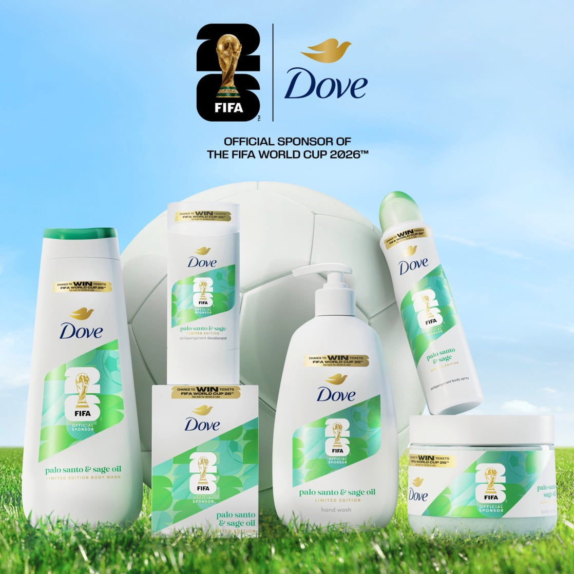 Dove Limited Edition FIFA Deodorant Stick for 72-Hour Sweat and Odor Protection Palo Santo & Sage Alcohol Free, 2.6 oz