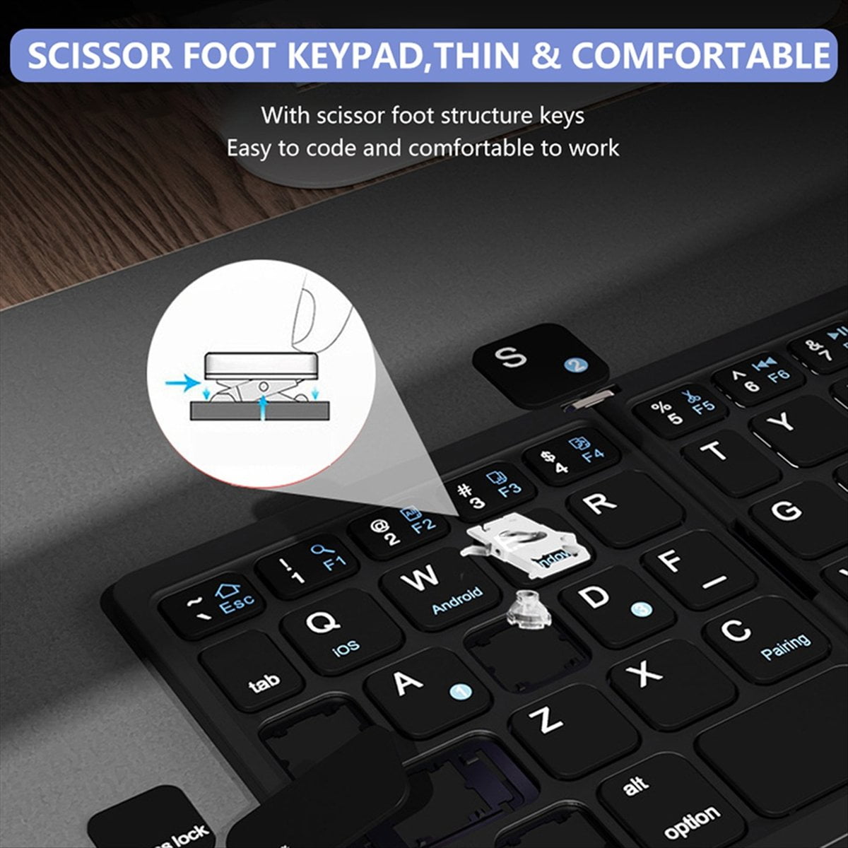 Foldable Bluetooth Keyboard with Touchpad Pocket Folding Keyboard for Laptop Tablet Wireless Rechargeable Keyboard