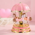 thumbnail image 5 of LEDMOMO-Music Box Carousel Horses Color Lights Musical Snow Globe for Christmas Birthday Presents Gifts (Pink), 5 of 8