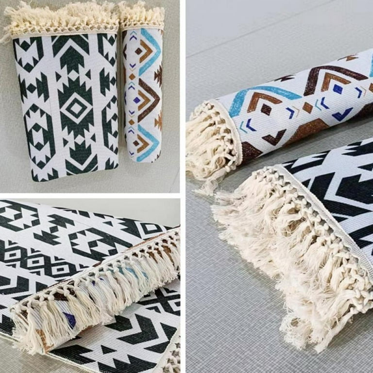 BRAND]Delivery On Time!Boho Bathroom Runner Rug Washable Woven Throw Floor  Mat Bedroom Carpet Rug Pads Moroccan Area Rug Chic Tassel Mat 