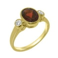 thumbnail image 1 of LBG British Made 10k Yellow Gold Womens Ring Natural Garnet & Cubic Zirconia Anniversary Ring - 33 size options - Size 7.5, 1 of 6