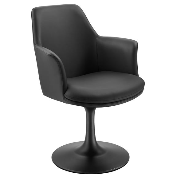 Side Dining Chair Armchair, Black, Faux Leather, Metal, Bar Pub Cafe Bistro Dining Kitchen Hospitality Restaurant, Modern Contemporary, HB37309