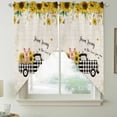 thumbnail image 2 of Cute Pig Swag Curtains for Kitchen/Bedroom/Living Room, County Sunflowers Truck Farmhouse Black White Plaid Scalloped Curtains 63 Inch Long, Window Swag Topper Curtains Valances 2 Panels Set 36"x63", 2 of 8