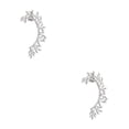 thumbnail image 2 of Jumpingount Pendientes de diamantes de imitación para mujer, pendientes sin perforaciones con Clip para la oreja, colgante de hoja, pendiente Blanco 2Conjunto, 2 of 6